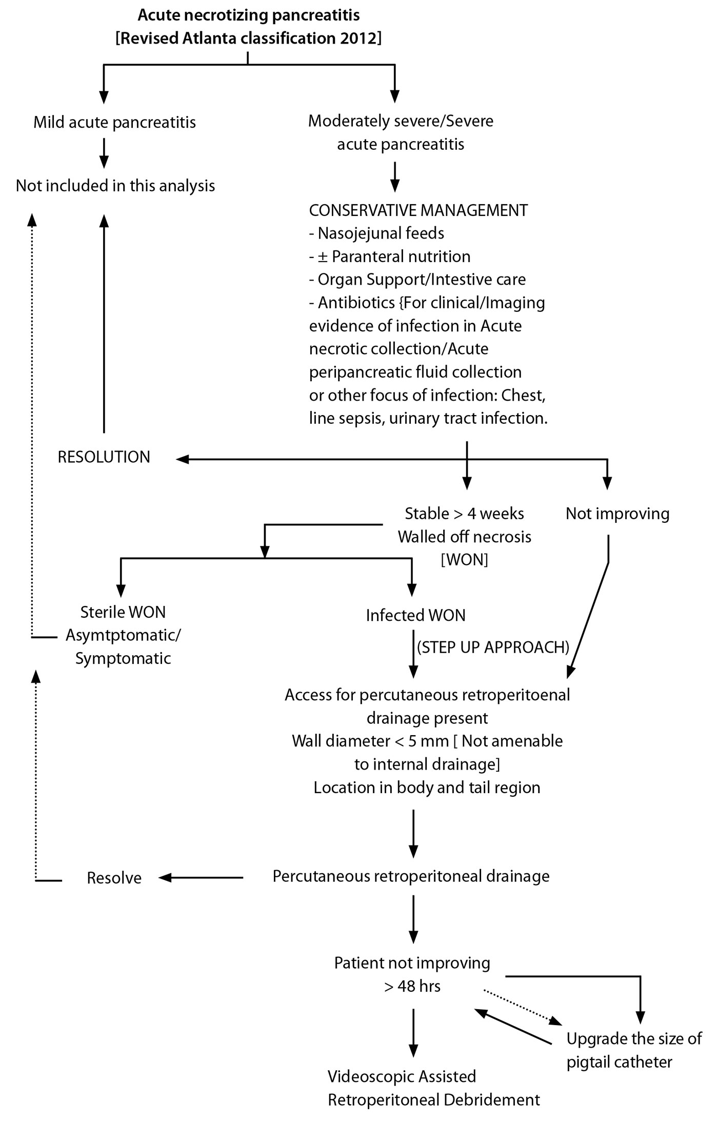 management of moderately severe and severe acute necrotising pancreatitis